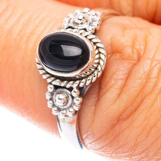 Black Onyx Dainty Ring Size 6.75 (925 Sterling Silver) R6005