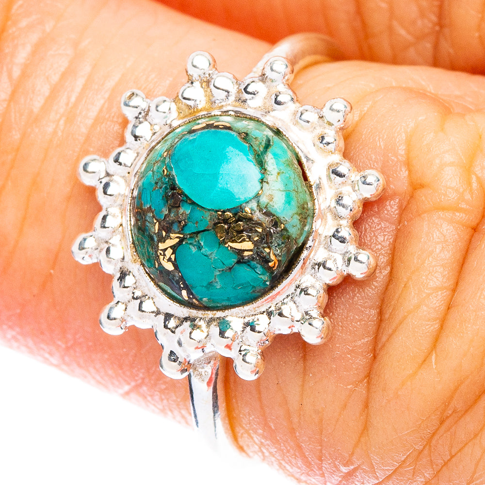 Blue Copper Composite Turquoise Dainty Ring Size 5.5 (925 Sterling Silver) R146893