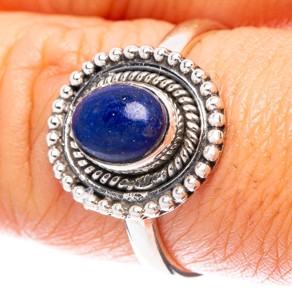 Lapis Lazuli Dainty Ring Size 7.75 (925 Sterling Silver) R5982