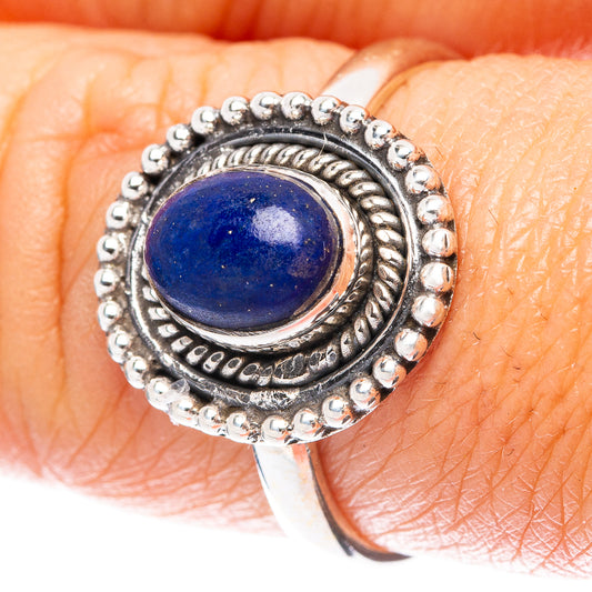 Lapis Lazuli Dainty Ring Size 7.75 (925 Sterling Silver) R5982