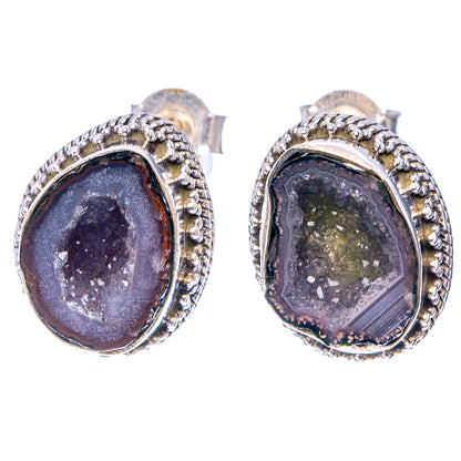 Coconut Geode Druzy Earrings 1/2" (.925 Sterling Silver)
