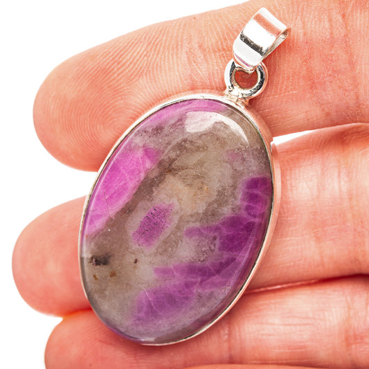 Ruby in Quartz Pendant 1 3/4" (.925 Sterling Silver)