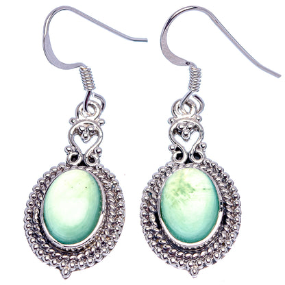 Premium Nephrite Jade Earrings 1 5/8" (.925 Sterling Silver)