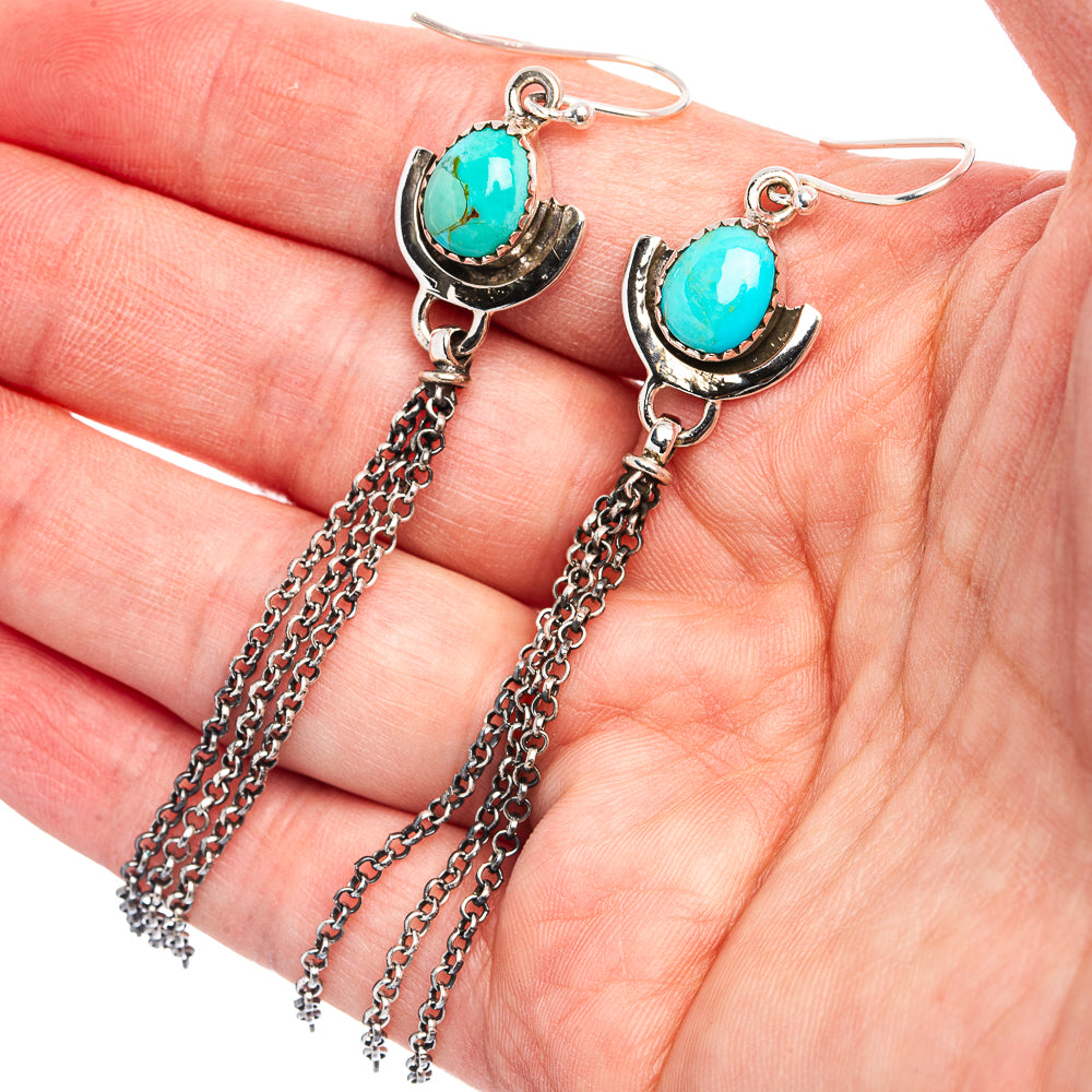 Mojave Turquoise Earrings 3 3/8" (.925 Sterling Silver)
