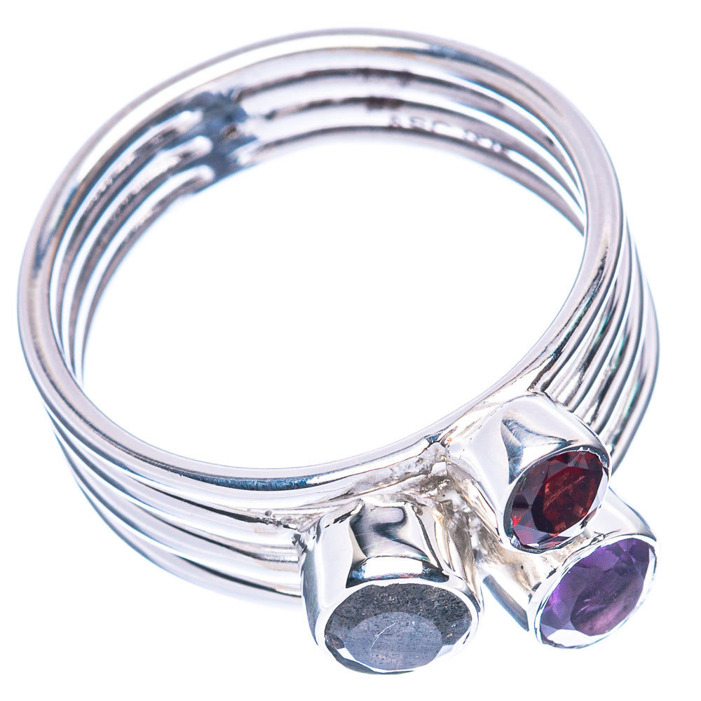 Premium Labradorite, Amethyst, Garnet 925 Sterling Silver Ring Size 7.5 (925 Sterling Silver) R2756