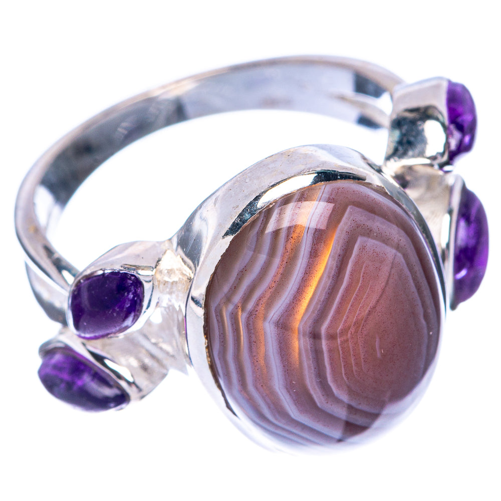 Botswana Agate, Amethyst Ring Size 7.75 (925 Sterling Silver) R144881