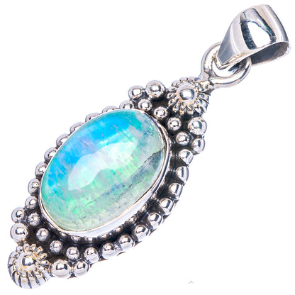 Green Moonstone Pendant 1 3/8" (925 Sterling Silver) P42399