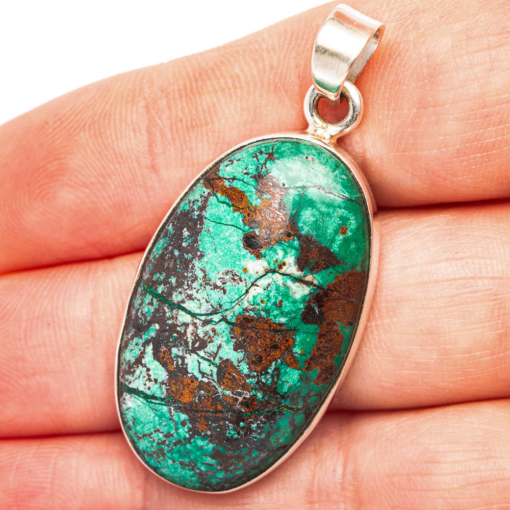 Cuprite Chrysocolla Pendant 1 3/4" (.925 Sterling Silver)