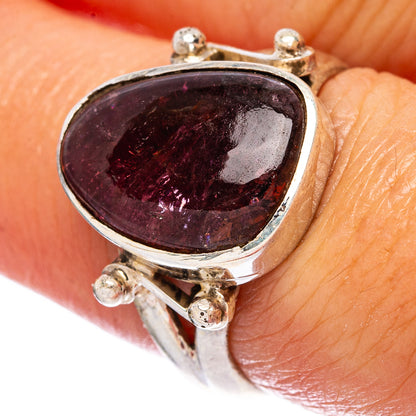 Oval pink tourmaline ring in 925 sterling silver, bezel set with four small round accents