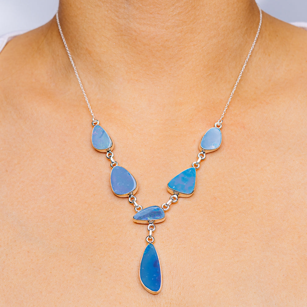 Doublet Opal Necklace 19 to 20" (.925 Sterling Silver)