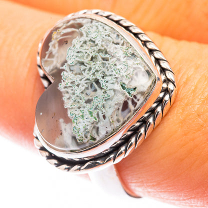 Green Moss Agate Ring Size 9.25 (925 Sterling Silver) R141327