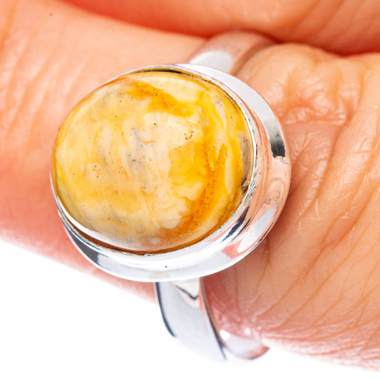 Amber Ring Size 8.25 (925 Sterling Silver) R2957