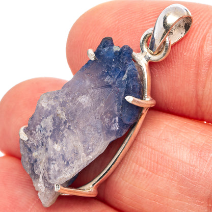 Raw Dumortierite Pendant 1 3/8" (.925 Sterling Silver)