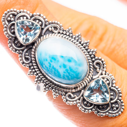 Large Larimar, Blue Topaz Ring Size 6 (925 Sterling Silver) R141594