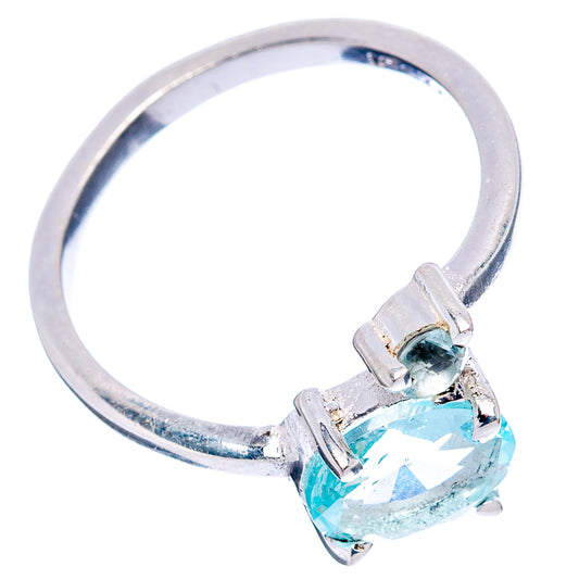 Sterling silver ring with two light blue topaz stones in prong setting