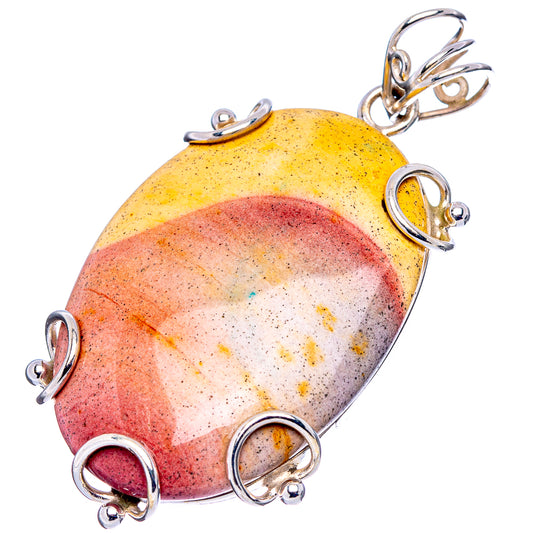 Speckled mookaite pendant with .925 sterling silver links and oval stone setting