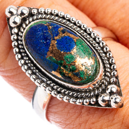 Azurite In Malachite Ring Size 8.5 (.925 Sterling Silver)