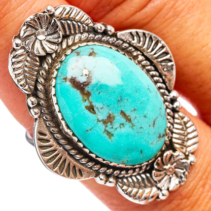 Exclusive Kingman Turquoise Ring Size 8 Adjustable (.925 Sterling Silver)