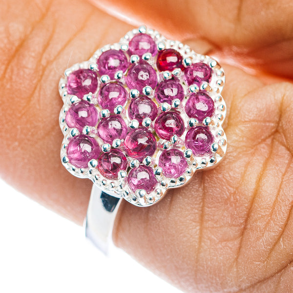 Premium Burmese Ruby Flower Cluster Ring Size 6 (.925 Sterling Silver)