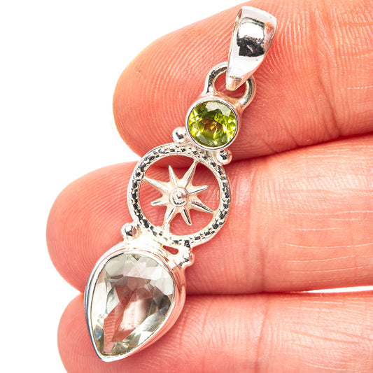 Green Amethyst, Peridot Pendant 1 5/8" (.925 Sterling Silver)