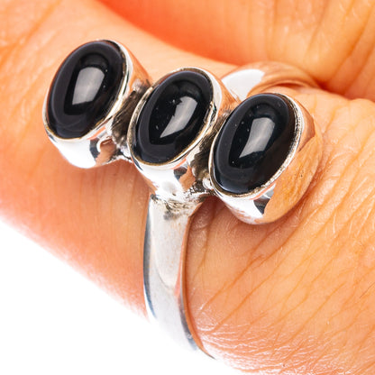 Black Onyx Dainty Ring Size 7 (925 Sterling Silver) R5277