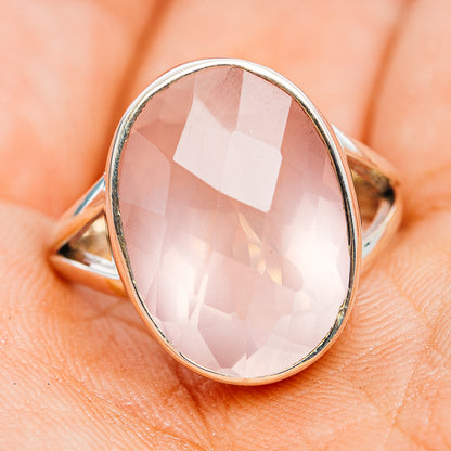 Premium Faceted Rose Quartz Ring Size 7.75 (.925 Sterling Silver)