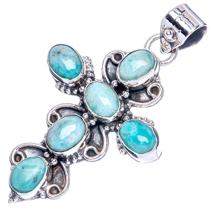 Larimar Cross Pendant 1 3/4" (925 Sterling Silver) P41769