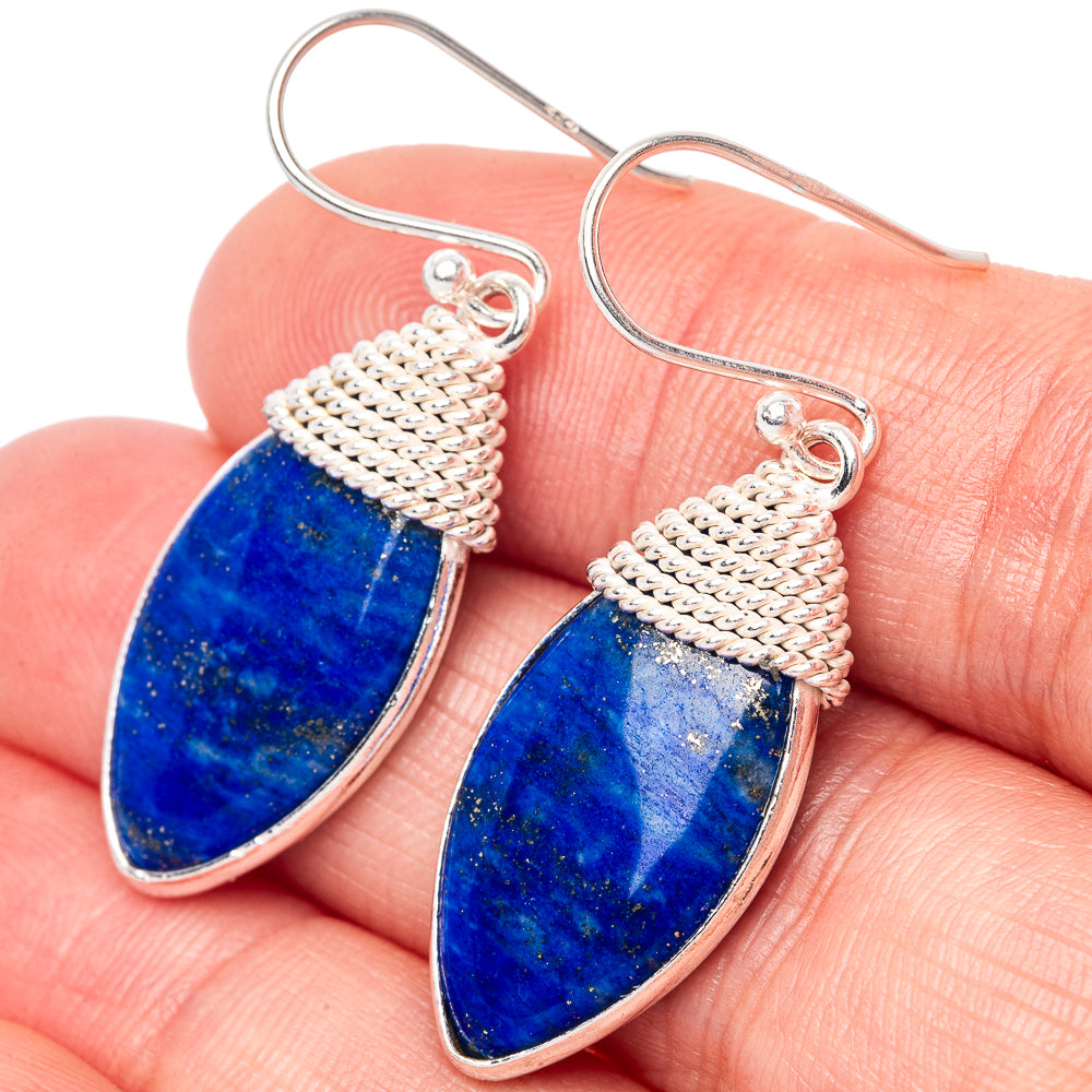 Lapis Lazuli 925 Sterling Silver Earrings 1 5/8" (925 Sterling Silver) E1447