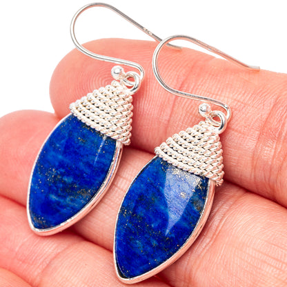 Lapis Lazuli 925 Sterling Silver Earrings 1 5/8" (925 Sterling Silver) E1447