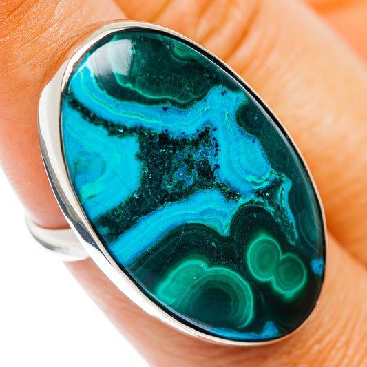 Malachite In Chrysocolla Ring Size 8 (German Silver)