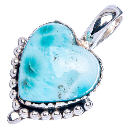 Larimar Heart Pendant 1" (925 Sterling Silver) P41750