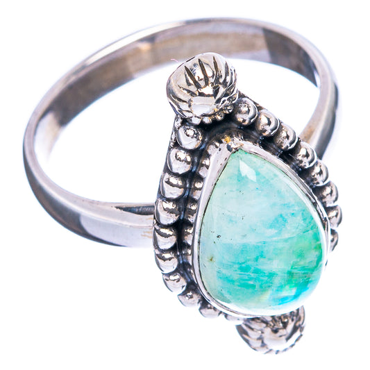Green Moonstone Ring Size 7.75 (925 Sterling Silver) R3678