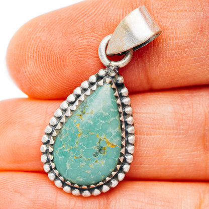 Southwestern Style Santa Maria Turquoise Pendant 1 3/8" (.925 Sterling Silver)