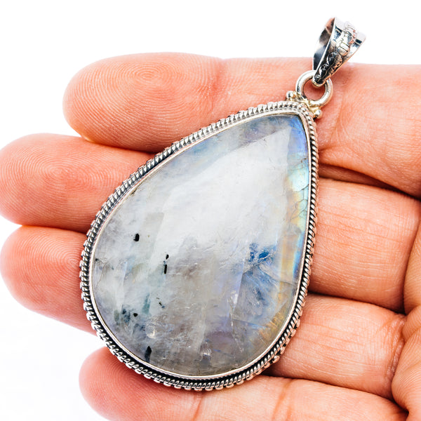 Rainbow Moonstone Pendant 2 1/2" (.925 Sterling Silver)
