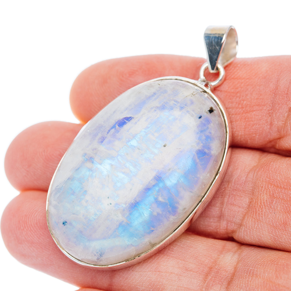 Premium Rainbow Moonstone Pendant 2" (.925 Sterling Silver)