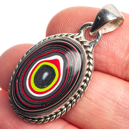 Fordite 925 Sterling Silver Pendant 1 3/8"