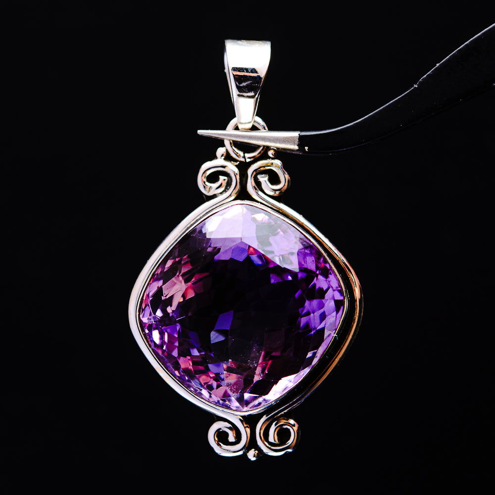 35.62ct Faceted Brazilian Amethyst Pendant 1 3/4" (.925 Sterling Silver)