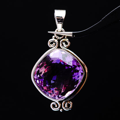 35.62ct Faceted Brazilian Amethyst Pendant 1 3/4" (.925 Sterling Silver)