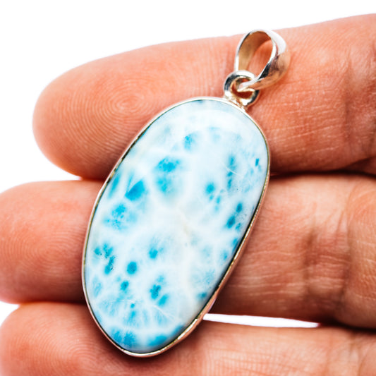 Larimar Pendant 1 5/8" (.925 Sterling Silver)