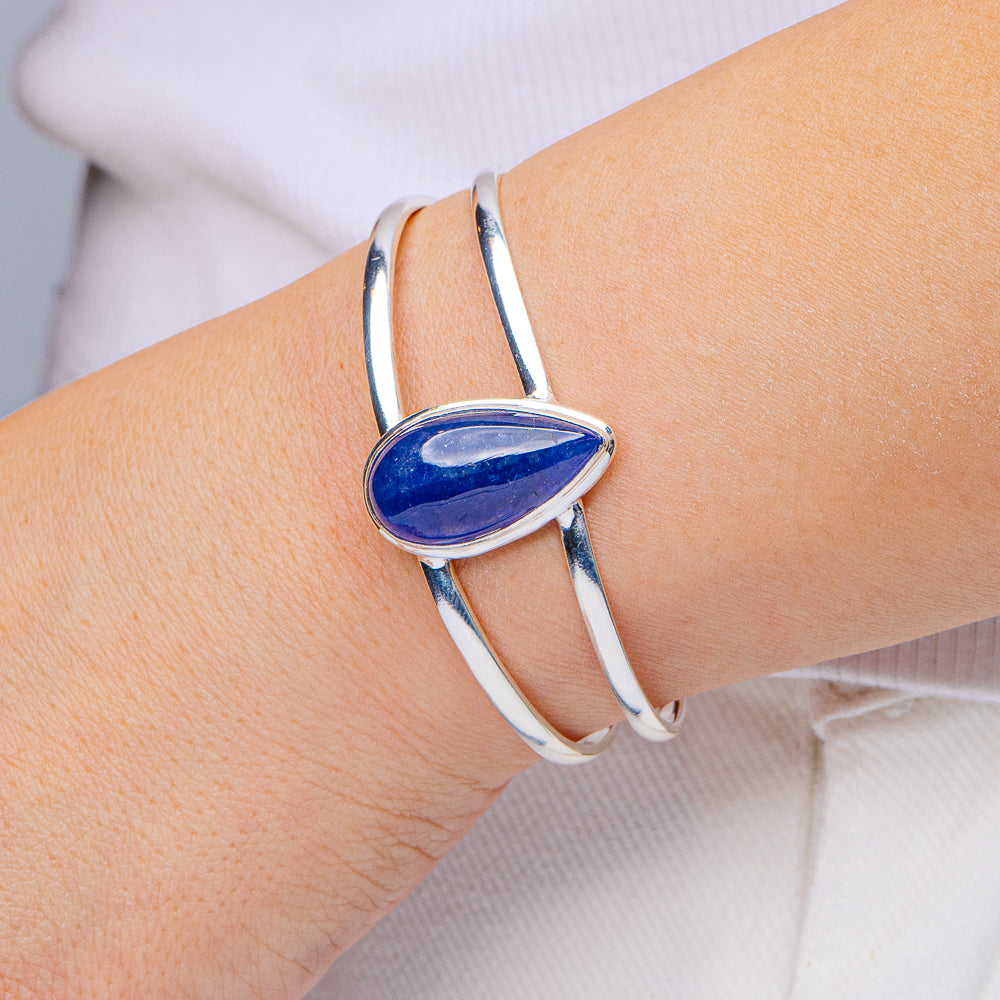 Tanzanite Cuff Bracelet Adjustable (.925 Sterling Silver)