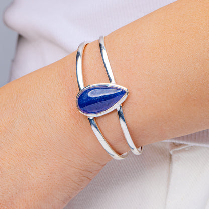 Tanzanite Cuff Bracelet Adjustable (.925 Sterling Silver)