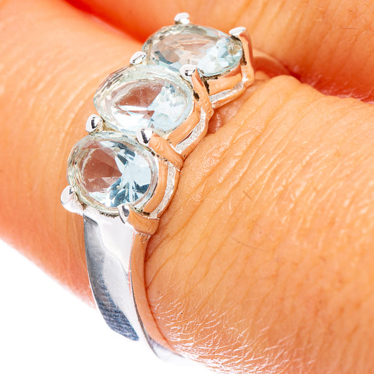 Blue Topaz Dainty Ring Size 7.75 (925 Sterling Silver) R5181
