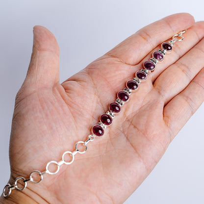 Burmese Ruby Bracelet 5 to 7" (.925 Sterling Silver)