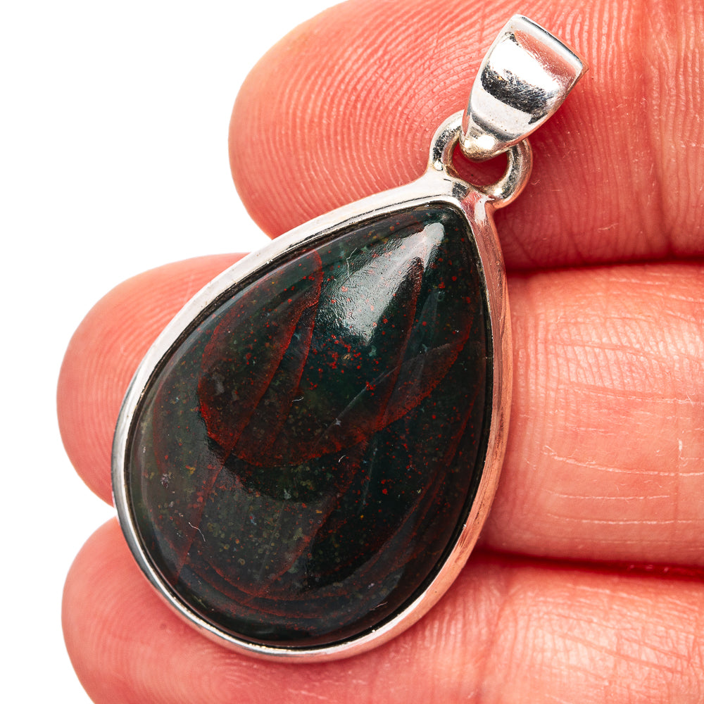 Bloodstone Pendant 1 1/2" (.925 Sterling Silver)