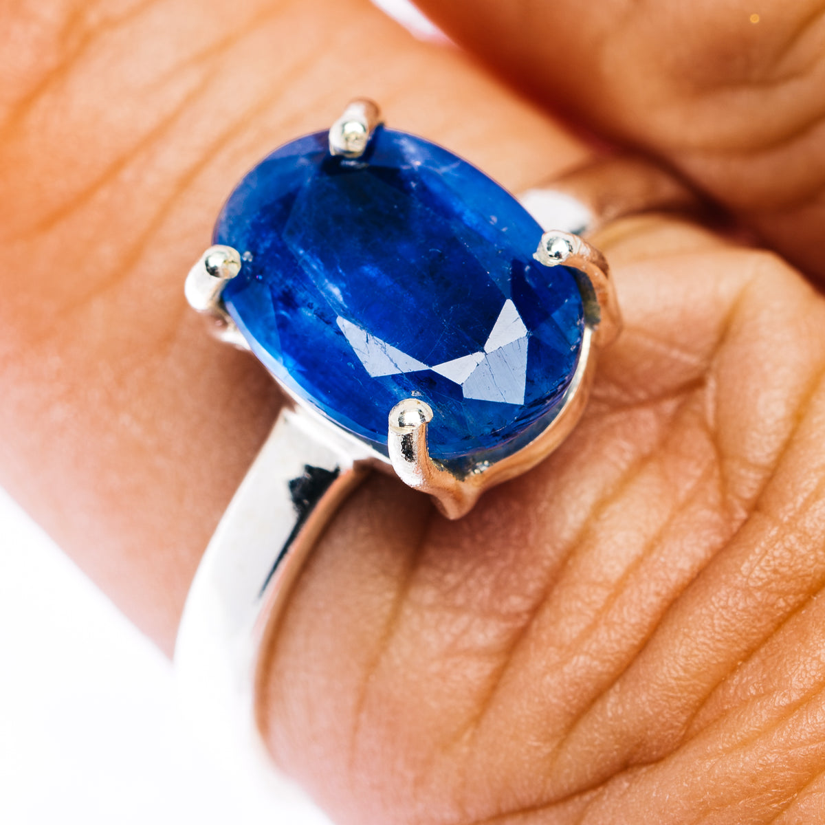 Faceted Kyanite Ring Size 8 (.925 Sterling Silver)