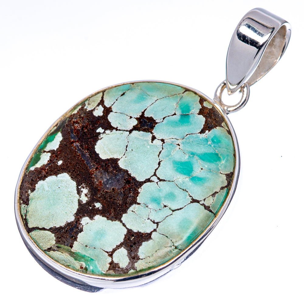 Premium Tibetan Turquoise Pendant 1 1/2" (.925 Sterling Silver)