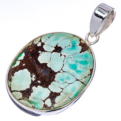 Premium Tibetan Turquoise Pendant 1 1/2" (.925 Sterling Silver)