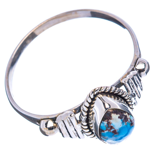 Sterling silver turquoise ring with oval cabochon and braided side accents