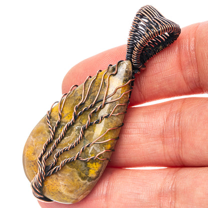 Bumblebee Jasper Tree of Life Pendant 2 1/4" (Oxidized Copper)