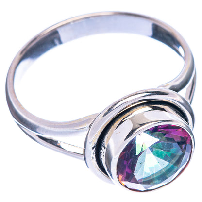 Sterling silver ring with faceted multicolor oval gemstone, side view